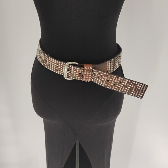 LIEBE SKIND BERLIN LEATHER BELT LK B24 85 CM SIZE M RHINESTONE BEADED - Picture 7 of 10